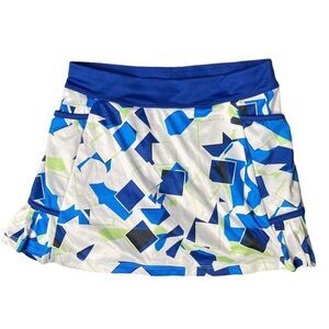 Grand Slam Skort Women's Small Blue Abstract‎ Print Side Pleat Tennis Pickleball